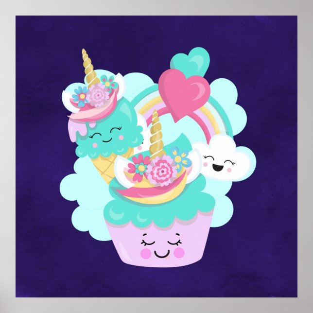 Cute Cupcoa och Lycklig Ice Cream Poster (Framsidan)