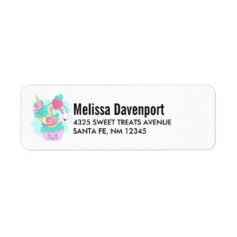 Cute Cupcoa och Lycklig Ice Cream Returadress Etikett