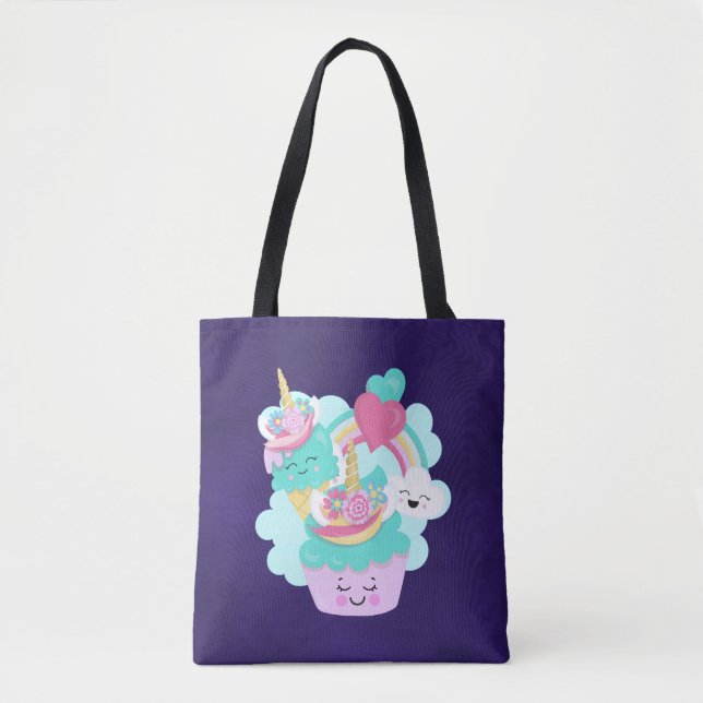 Cute Cupcoa och Lycklig Ice Cream Tygkasse (Framsida)