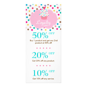 Cute Cupcoa Rabatt Loyalty Cards Polka dots Reklamkort