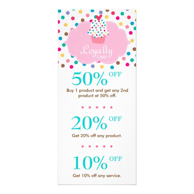 Cute Cupcoa Rabatt Loyalty Cards Polka dots Reklamkort (Framsidan)