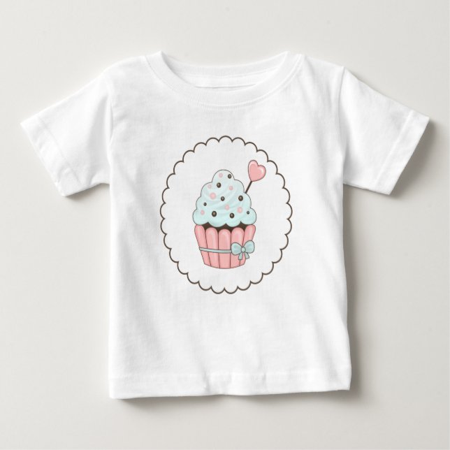 Cute Cupcoa-Rosa och Mint Blue Design T Shirt (Framsida)
