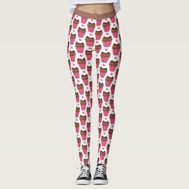 Cute Cupcoa Sweet Dessert Bakery Cake Mönster Leggings (Framsida)
