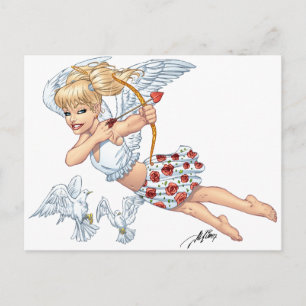 Cute Cupid Angel med Kärlek Arrow av Al Rio Vykort