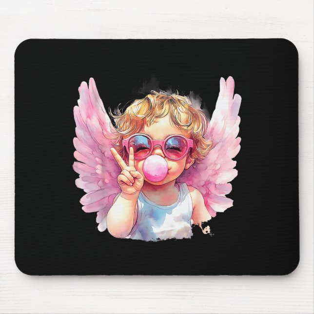 Cute Cupid Blowing Bubble Gum Sungles Valentines D Musmatta (Framsidan)