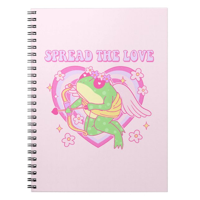 Cute Cupid Frog - Sprid Kärlek Anteckningsbok (Framsidan)