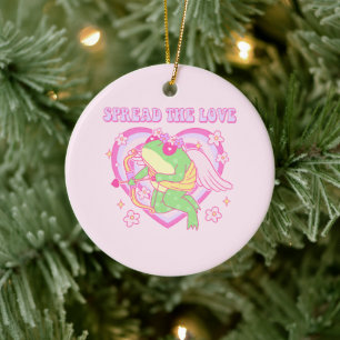 Cute Cupid Frog - Sprid Kärlek Julgransprydnad Keramik