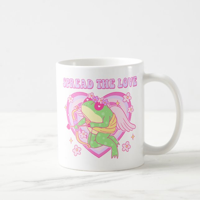 Cute Cupid Frog - Sprid Kärlek Kaffemugg (Höger)
