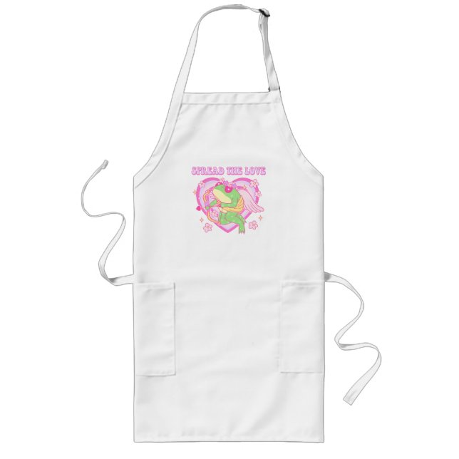 Cute Cupid Frog - Sprid Kärlek Långt Förkläde (Framsidan)