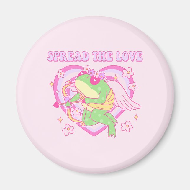Cute Cupid Frog - Sprid Kärlek Magnet (Framsidan)