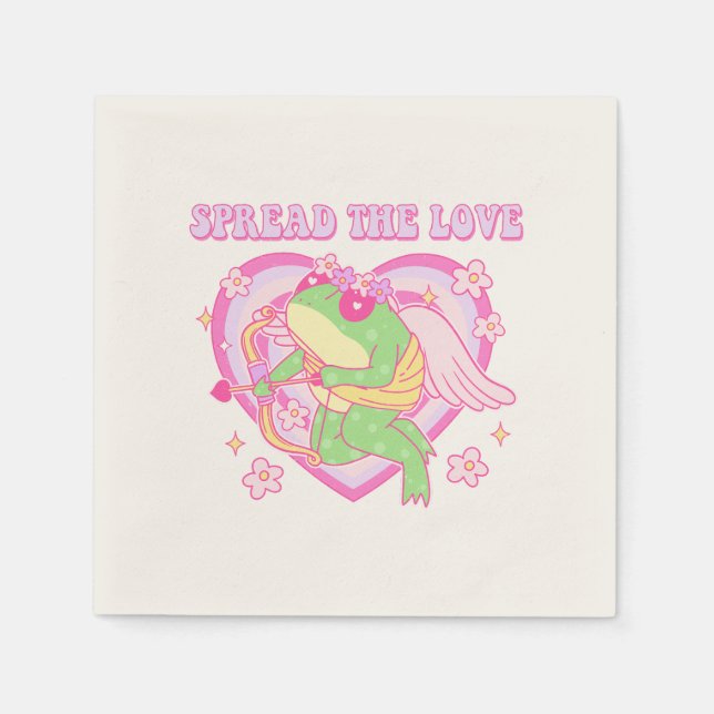 Cute Cupid Frog - Sprid Kärlek Pappersservett (Framsidan)