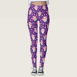 Cute Cupid Gris Whit Hearts Mönster Leggings