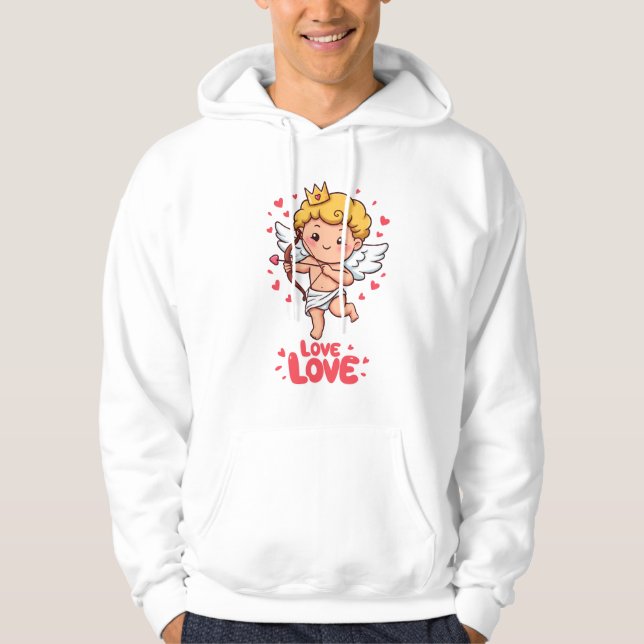 Cute Cupid Kärlek Hoodie (Framsida)