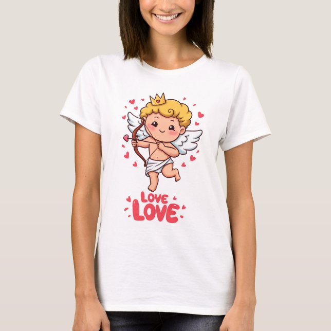 Cute Cupid Kärlek T Shirt (Framsida)