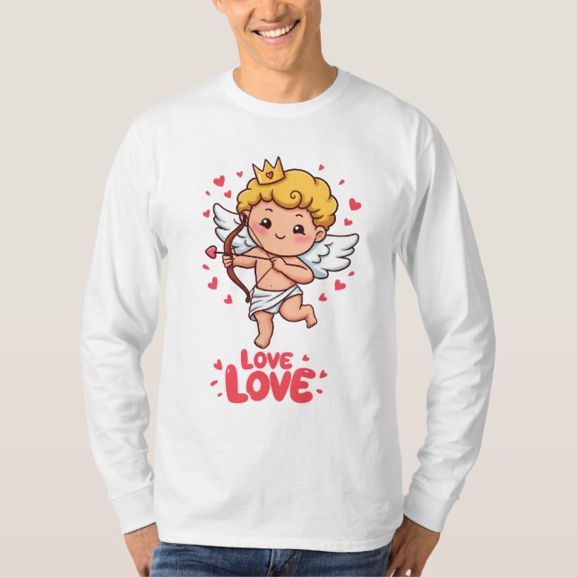 Cute Cupid Kärlek T Shirt (Framsida)