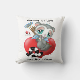 Cute Cupid Lemur on Heart - Arrows of Love Kudde