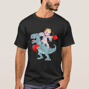 Cute Cupid Riding Dinosaur Heart Valentine Day T Shirt