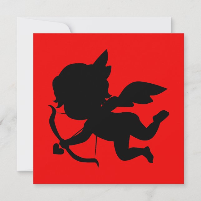 Cute Cupid Silhouette på Red (Framsida)