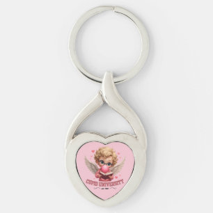 Cute Cupid Universiteten Bubblegum Angel Aesttheti Twisted Heart Silverfärgad Nyckelring