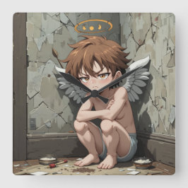 Cute Cupid valentine är oinspirerad Fyrkantig Klocka