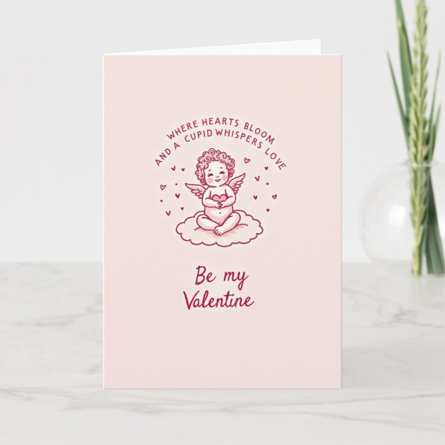 Cute Cupid Valentine Heart Card Kort (Framsida)