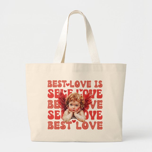 Cute Cupid Valentines dag Self kärlek Jumbo Tygkasse (Framsidan)