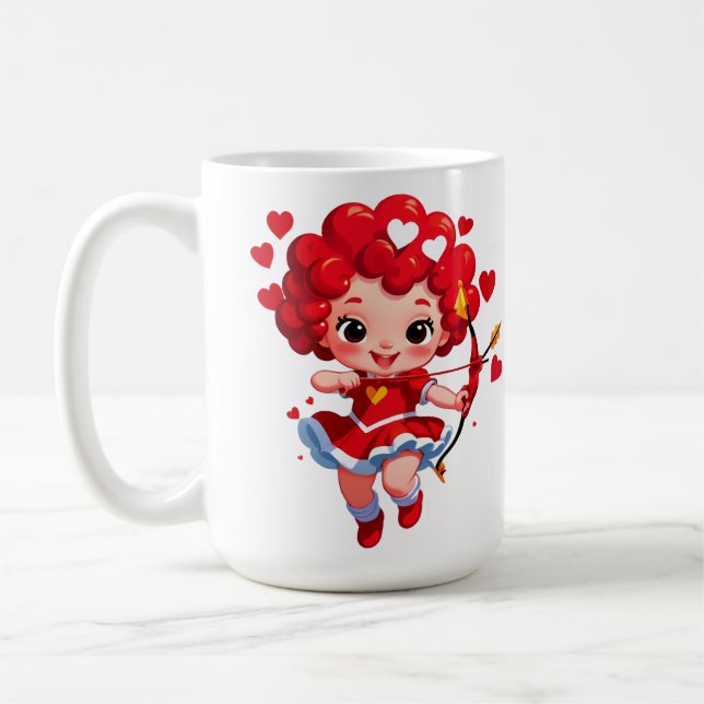 Cute Cupid With Bow And Arrow Kaffemugg (Vänster)
