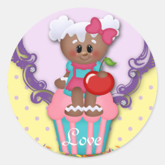 Cute Cupkaka Bakery Kärlek Baby Shower Kids Sticke Runt Klistermärke