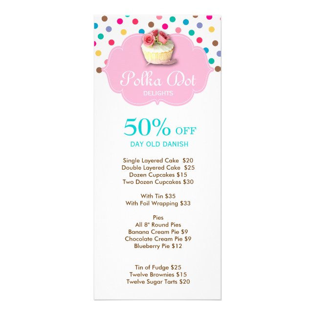 Cute Cupkaka Bakery Polka Dot 4 Reklamkort (Framsidan)