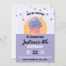 Cute Cupkaka-Födelsedagsfest Inbjudningar