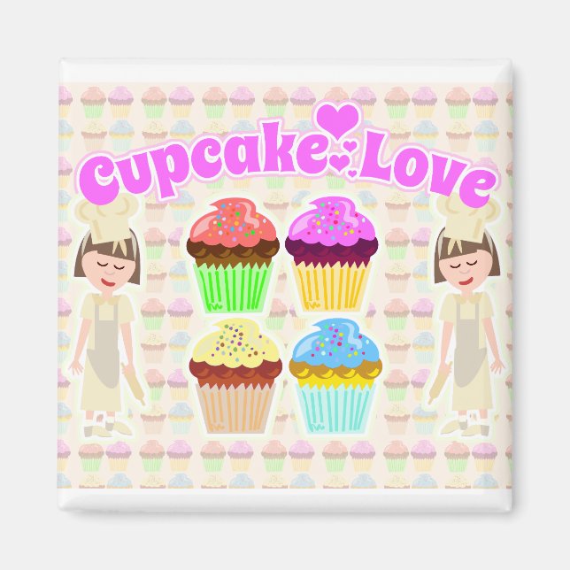 Cute Cupkaka Kärlek Chef Magnet (Framsidan)