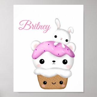 Cute Cupkaka kawaii Ice-personlig Poster