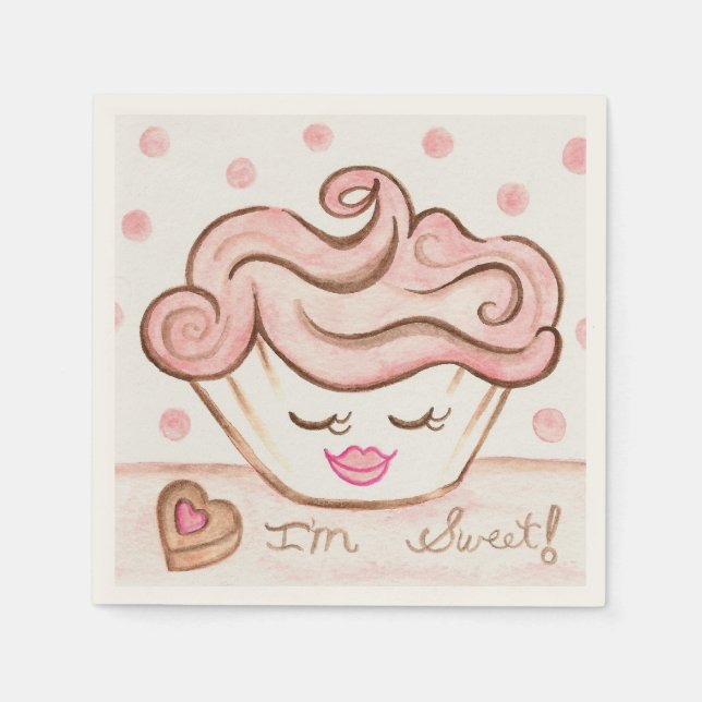 Cute Cupkaka Napkins Pappersservett (Framsidan)
