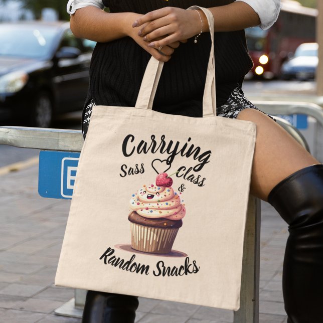 Cute Cupkaka och Anpassade Typography Tote Bag Tygkasse (Skapare uppladdad)