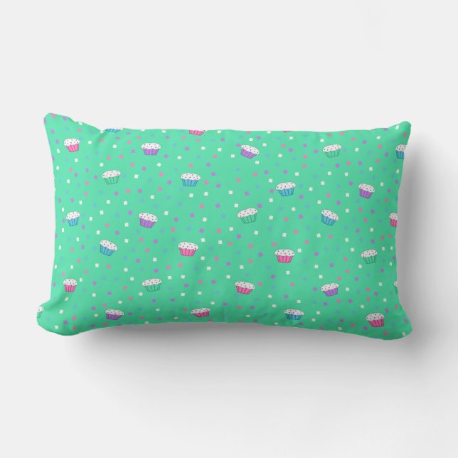 Cute Cupkaka och Confetti Pillow Lumbarkudde (Framsida)
