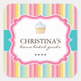 Cute Cupkaka Stickers Fyrkantigt Klistermärke