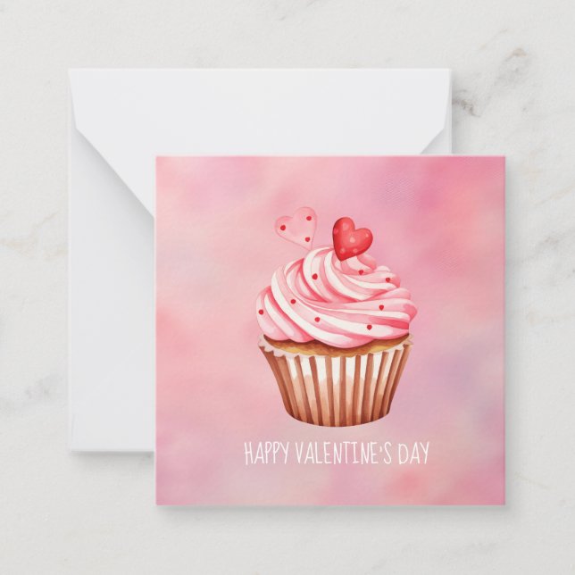 Cute Cupkaka Sweet Treats Valentines Day Cards Anteckningskort (Framsida)