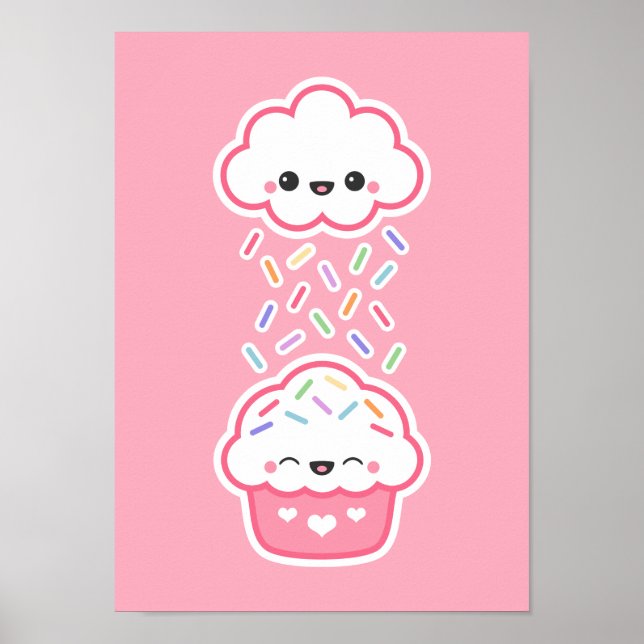 Cute Cuptårta med Sprinkles Poster (Framsidan)
