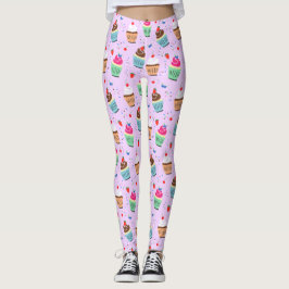 Cute cuptårta mönster sötad dessert leggings