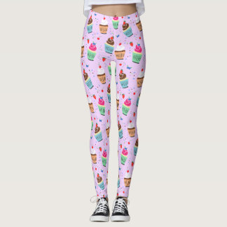 Cute cuptårta mönster sötad dessert leggings