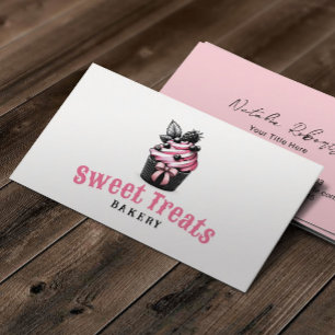 Cute Cuptårta Sweet Treats Bakery Girly Rosa Visitkort