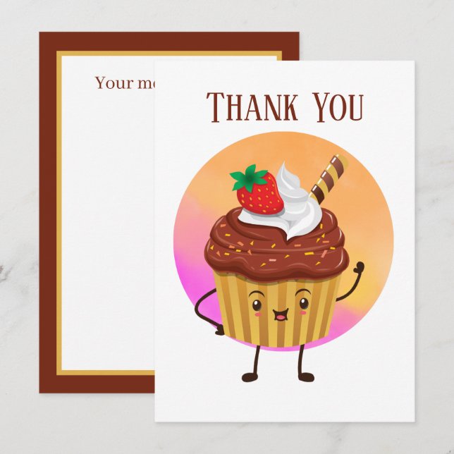 Cute cuptårtförsäljare eller bakare Tack Kort (Fram/baksida)