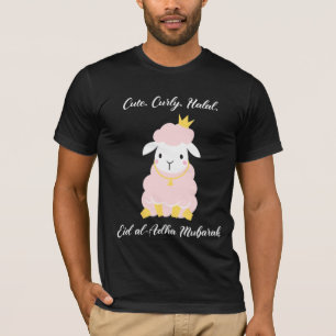 Cute Curly Halal Sheep Eid Al Adha Mubarak for Mus T Shirt