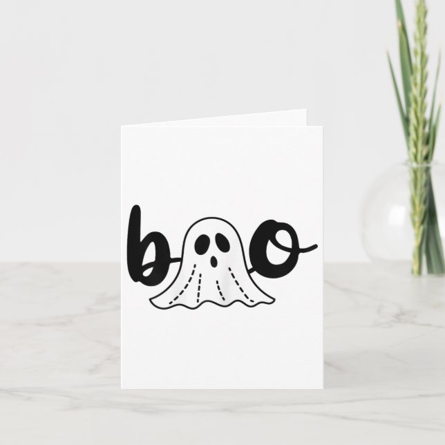 Cute Cursive Boo Spooky Ghost Halloween Kort (Framsida)