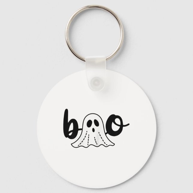 Cute Cursive Boo Spooky Ghost Halloween Nyckelring (Framsida)