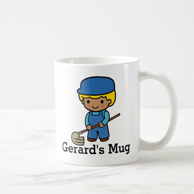 Cute Custodian med mop Kaffemugg (Höger)