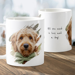 Cute Custom 2 Photo Paint Brushstroke I Love Dogs Kaffemugg