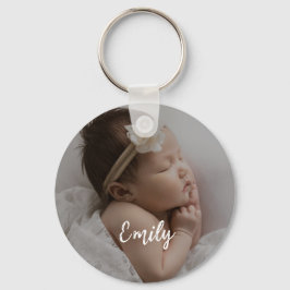 Cute Custom Baby Photo Name Keychain Nyckelring