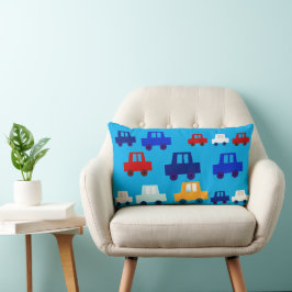 Cute Custom Blue Little Cars Boy's Throw Lumbarkudde