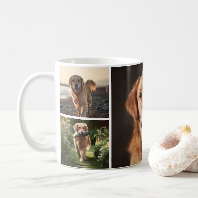 Cute Custom Dog 4 Photos Collage Personalized  Kaffemugg (Med munk)